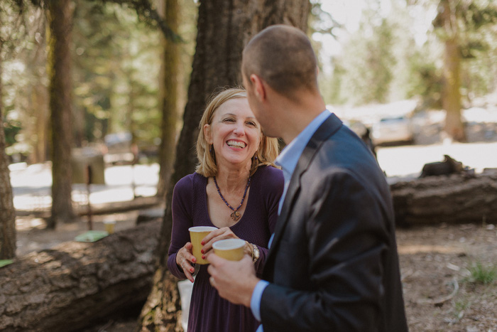 wedding guests in the woods