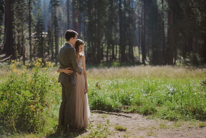 bride and groom portrait in Sequoia National Park