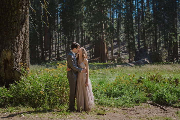 bride and groom portrait in Sequoia National Park