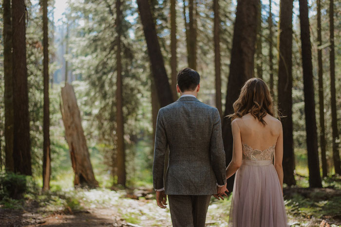 bride and groom portrait in Sequoia National Park