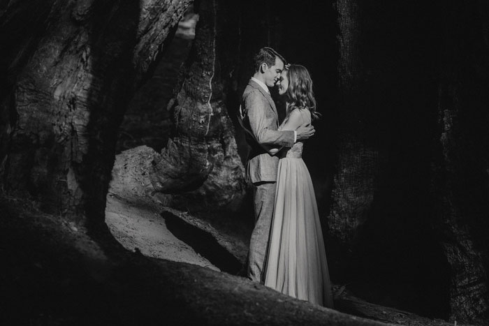 bride and groom portrait in Sequoia National Park