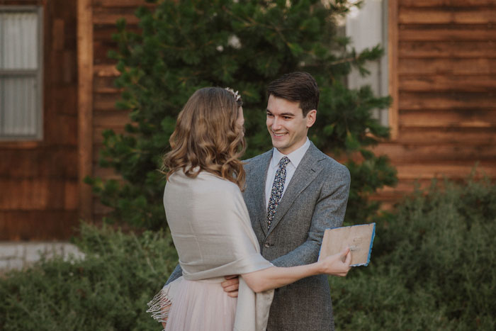 bride and groom first look