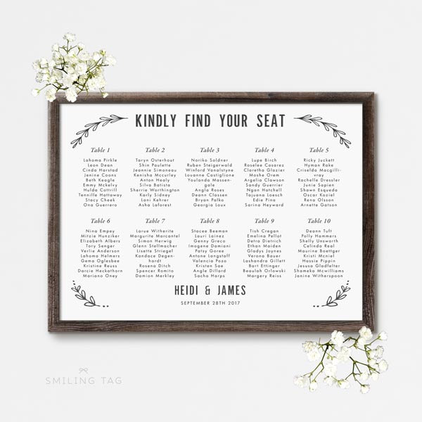 boho seating chart