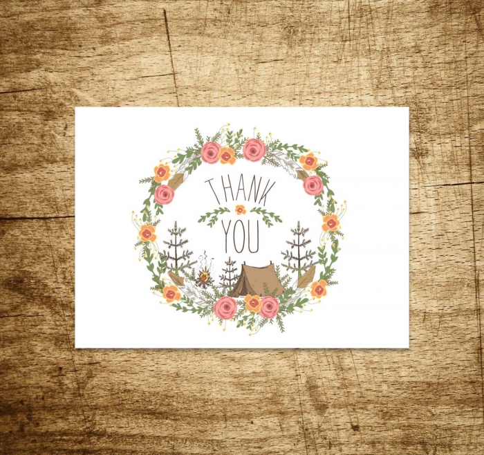 boho thank you card