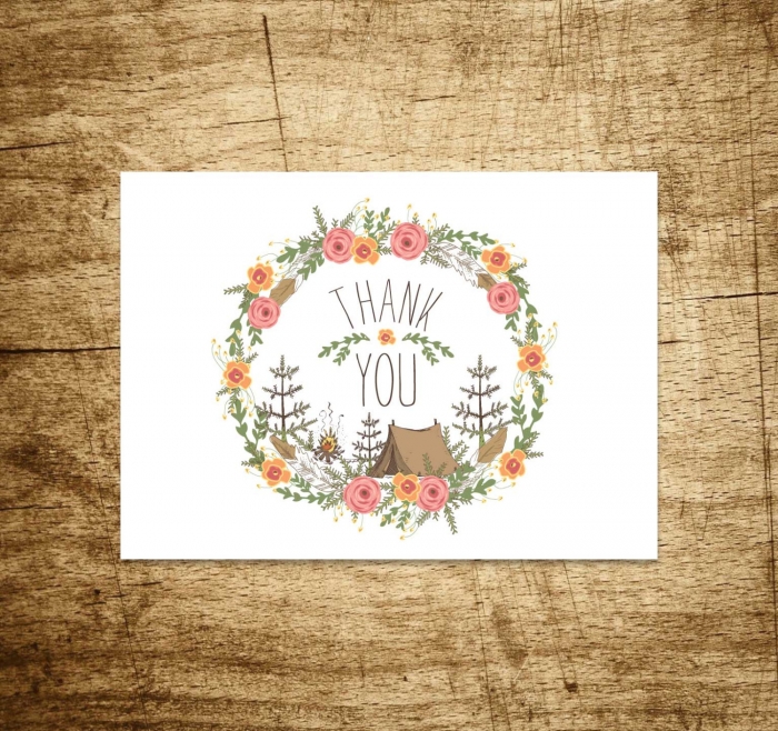 boho thank you card