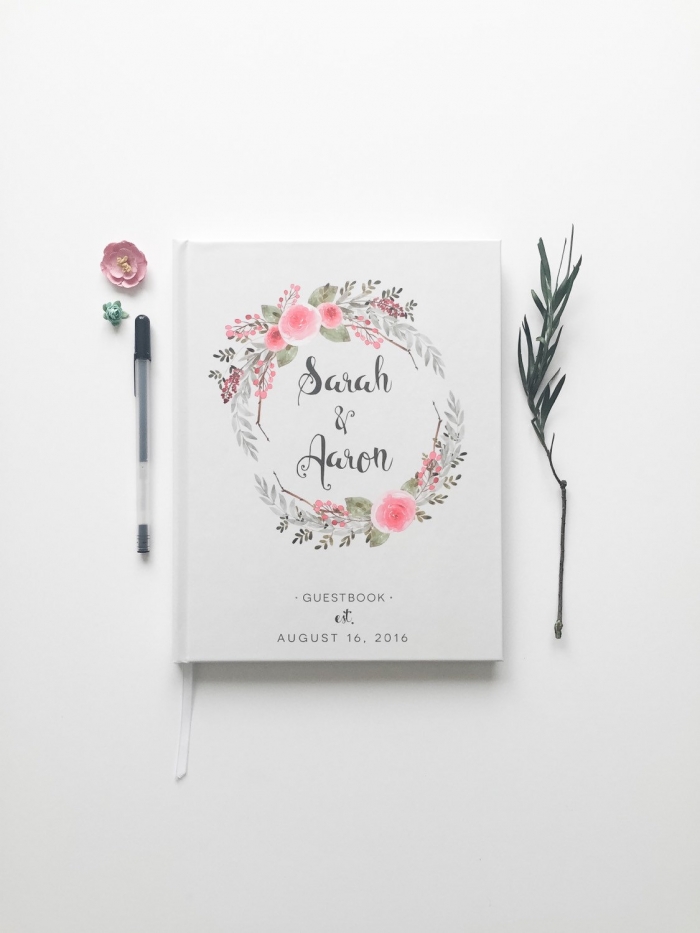 classy flower guest book