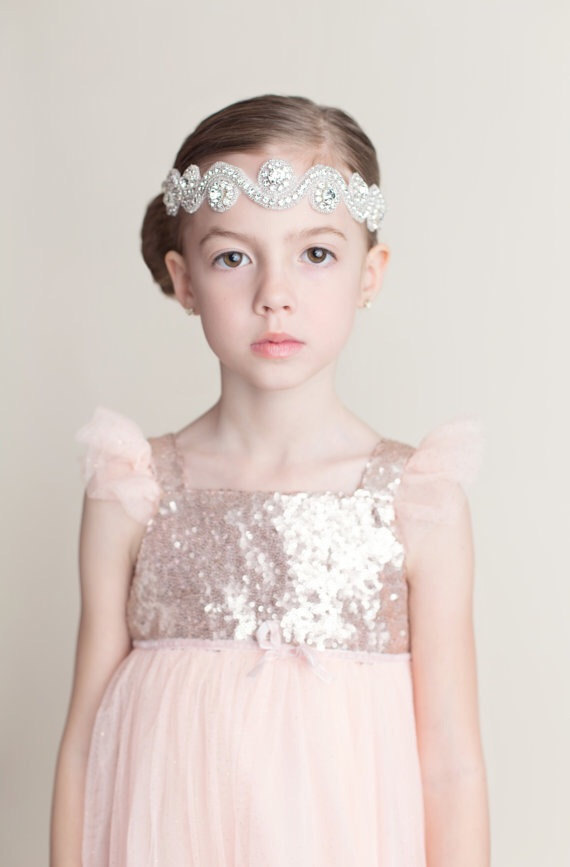 crystal flower girl head band