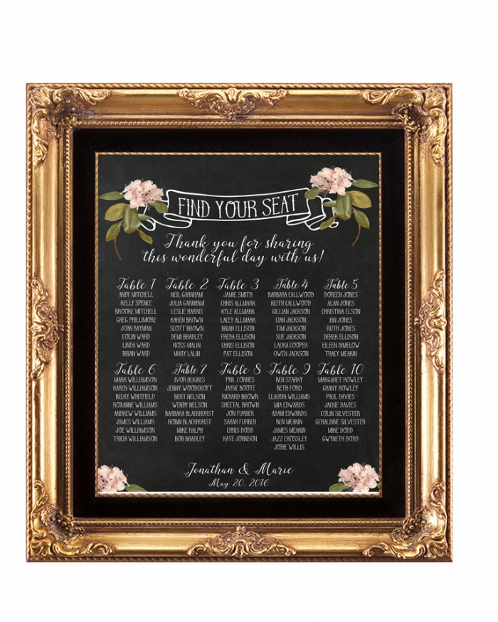 digital download seating chart chalkboard