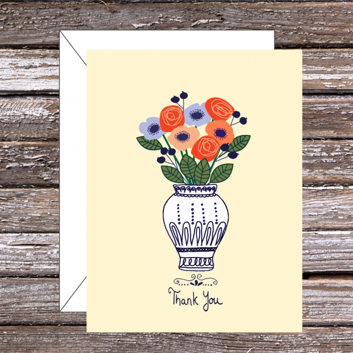 floral vase thank you card