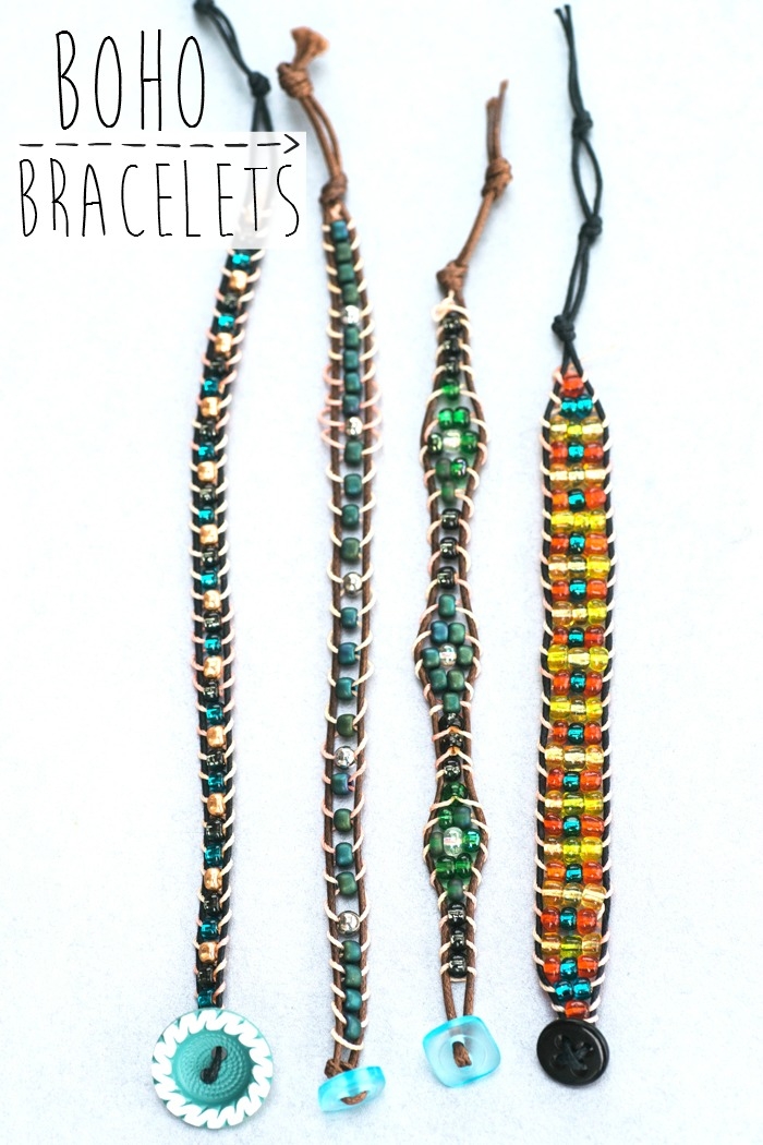 DIY Boho Inspired Perler Bead Elastic Bracelets