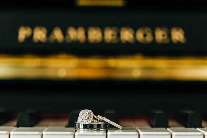 wedding rings on piano keys