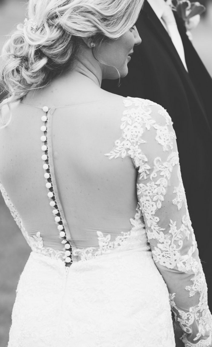 closeup of bride's wedding dress