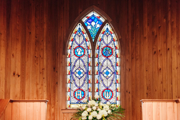 stained glass window in chapel