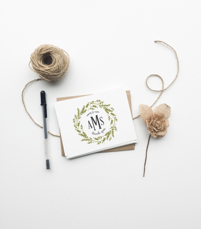 monogram thank you card