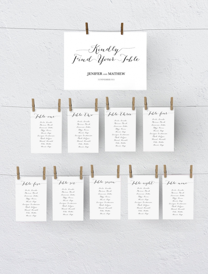 Wedding Seating Chart Clothespins