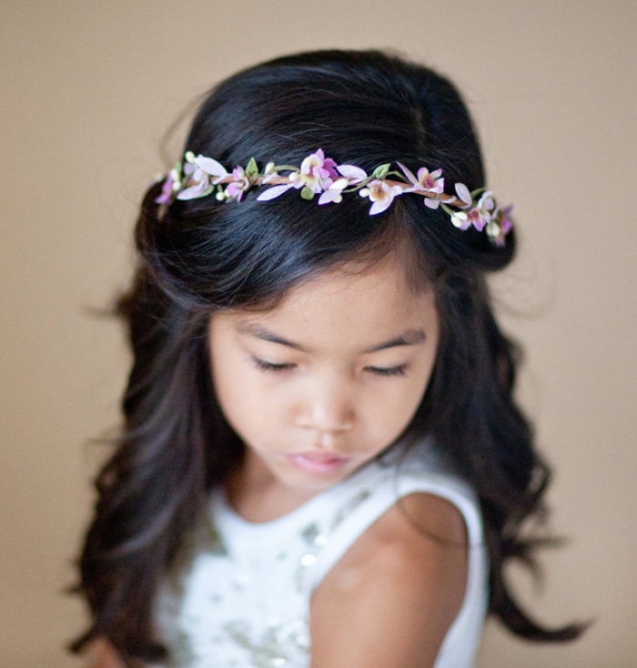 purple flower girl crown