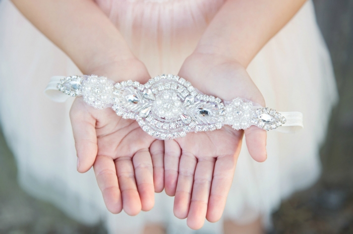 rhinestone head band flower girl