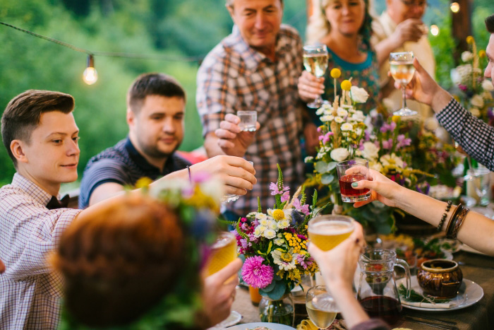 porch wedding reception dinner