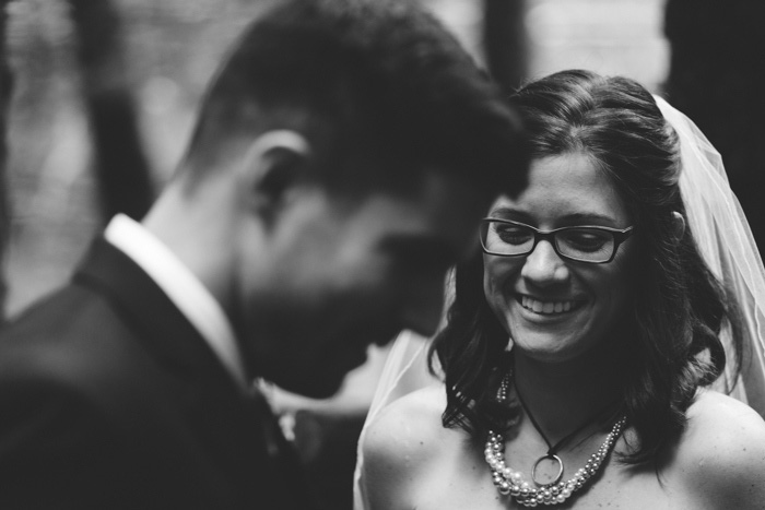 bride looking at groom