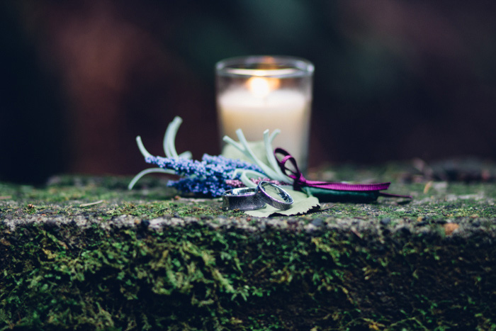 boutonniere on stone wall