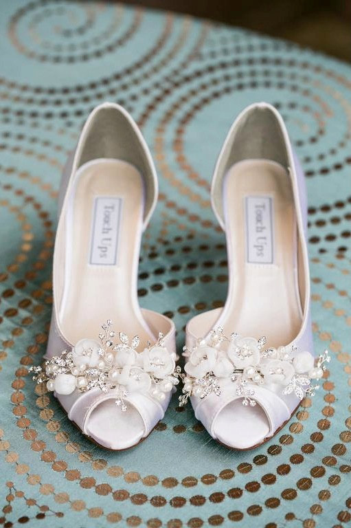 swarovsky white low heels