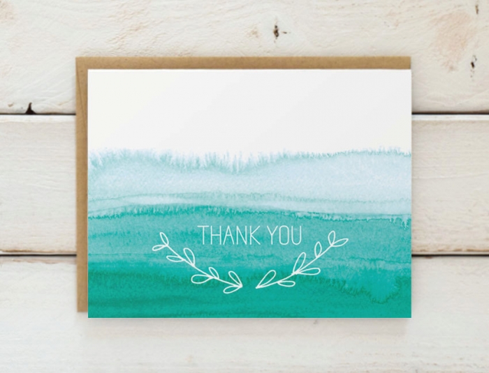 water color thank you card