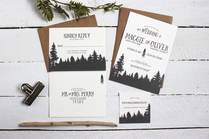 whismical forrest wedding invite