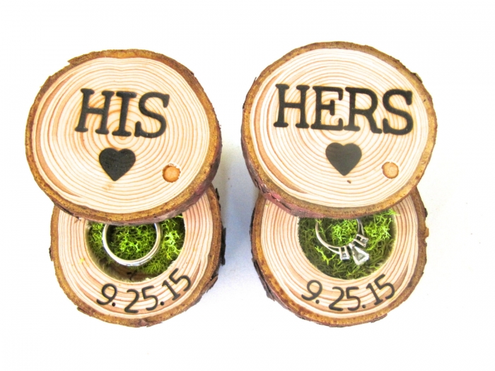 wooden his and hers ring boxes