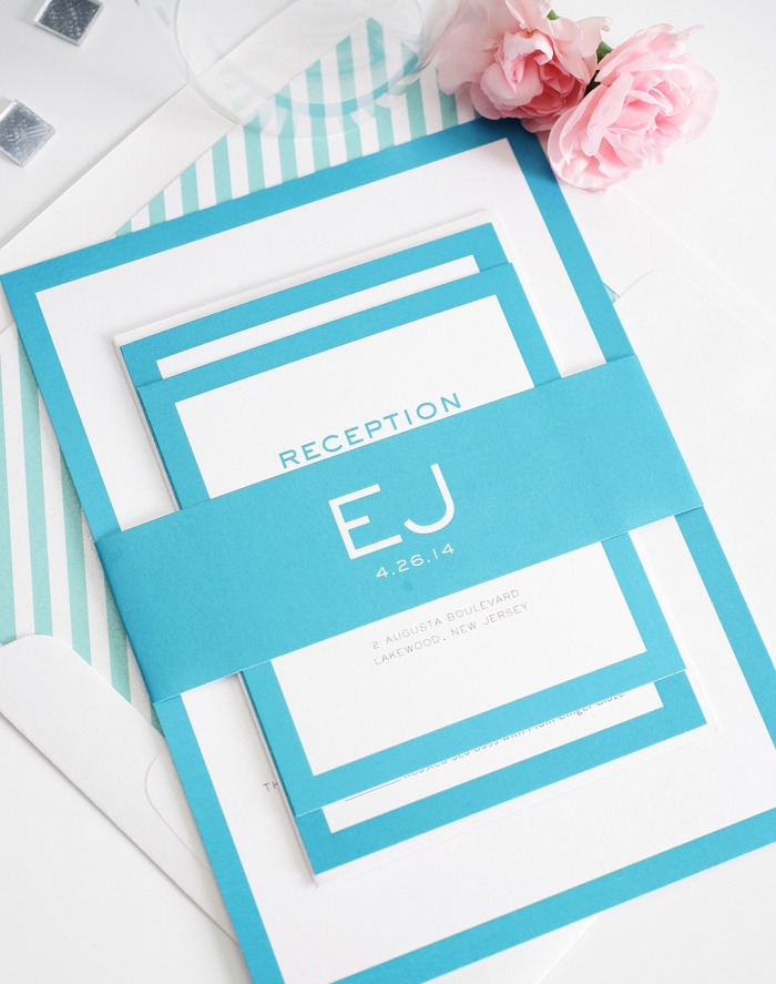 blue modern invites