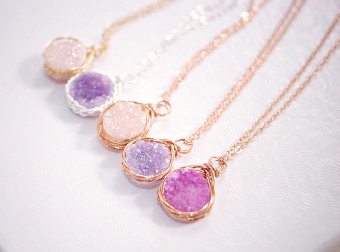 druzy pendants gold