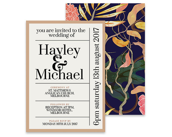 flower pattern modern wedding invites