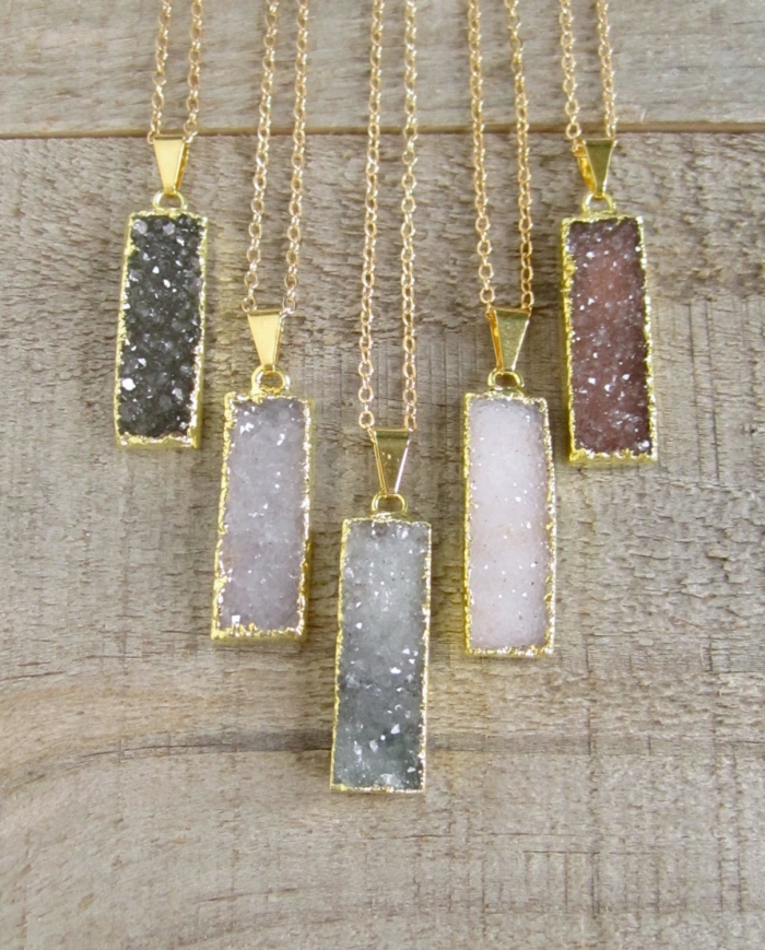 gold druzy pendants