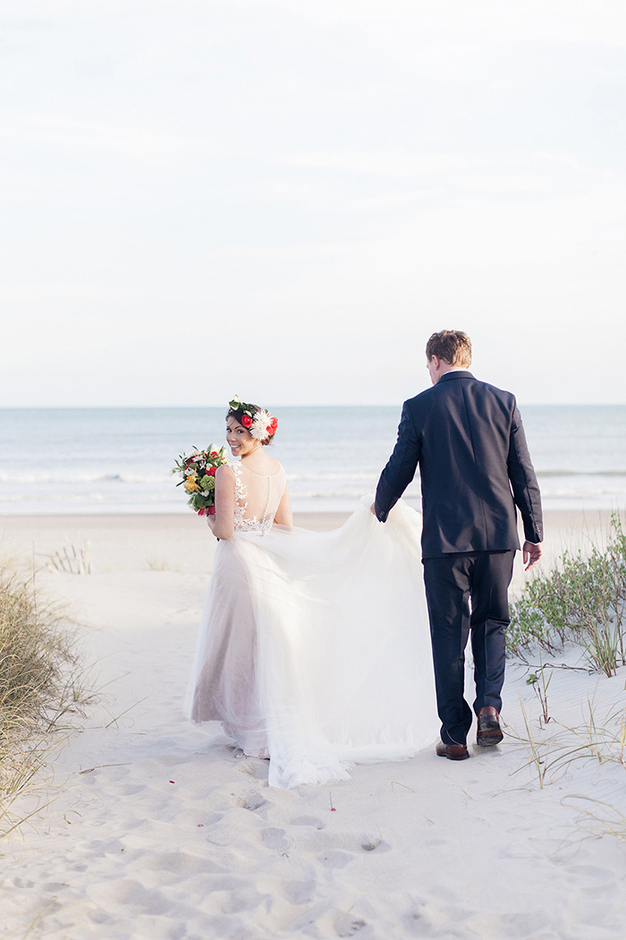 Beach wedding portrait