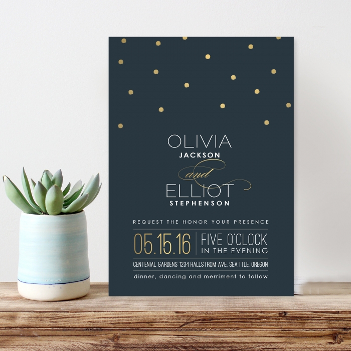 modern polka dot wedding invites