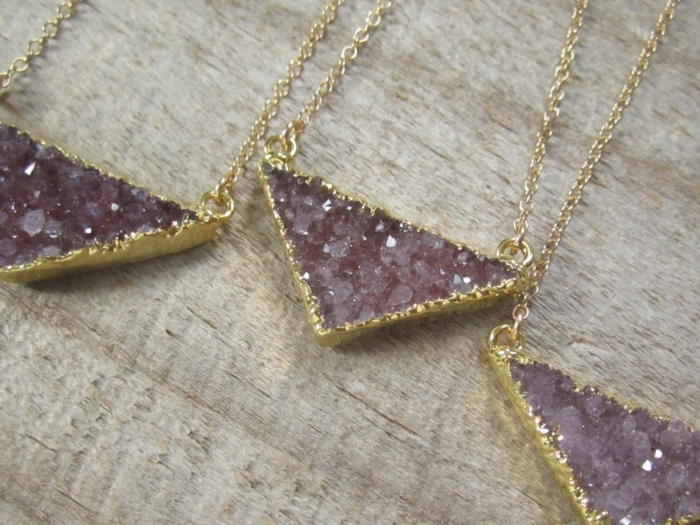 triangle druzy necklace