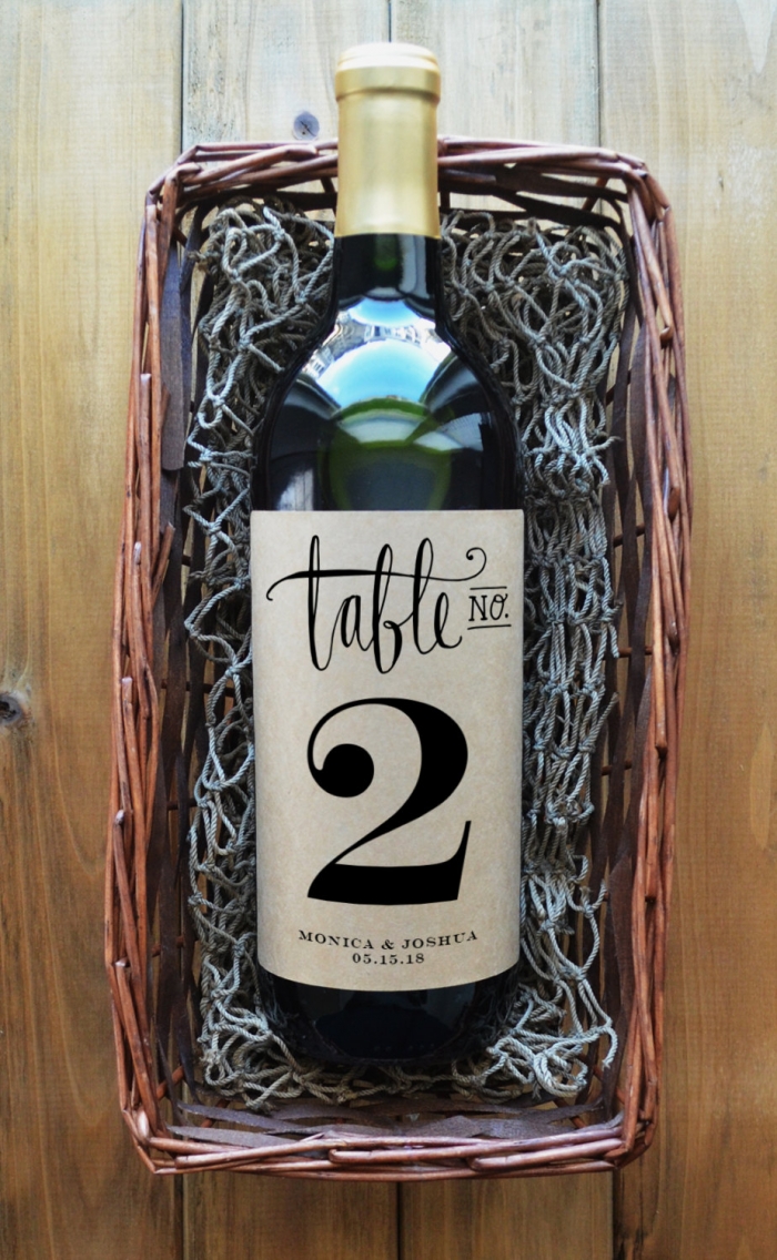 wine bottle table number