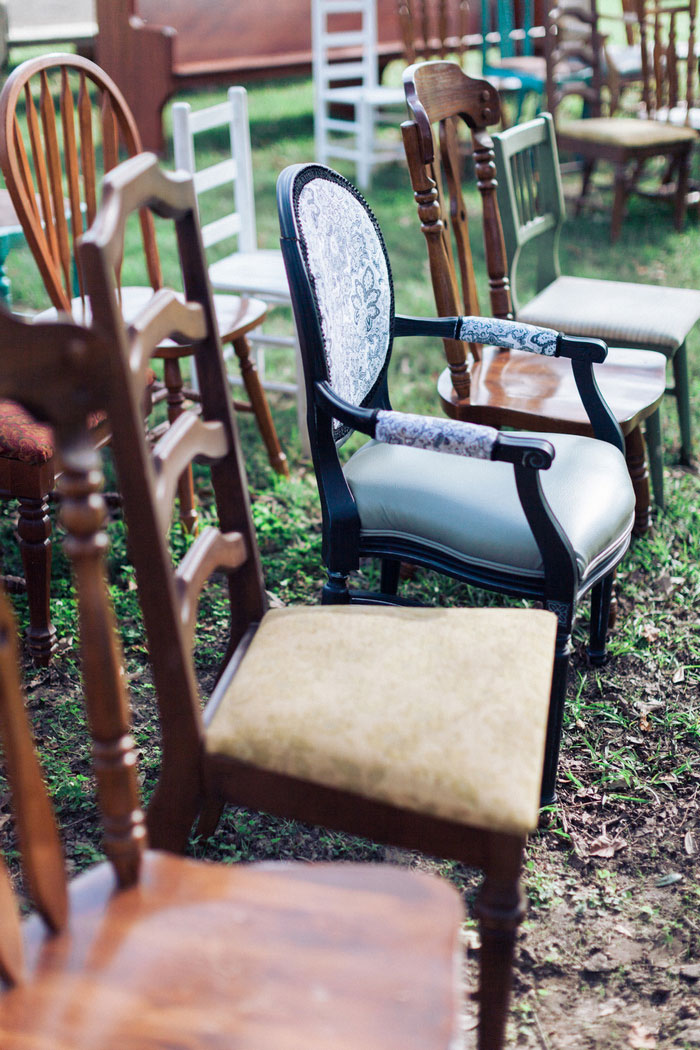 mismatched vintage chairs