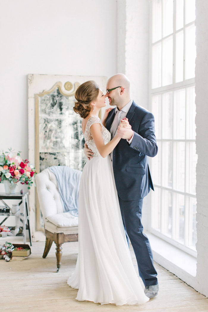 bride and groom dancing