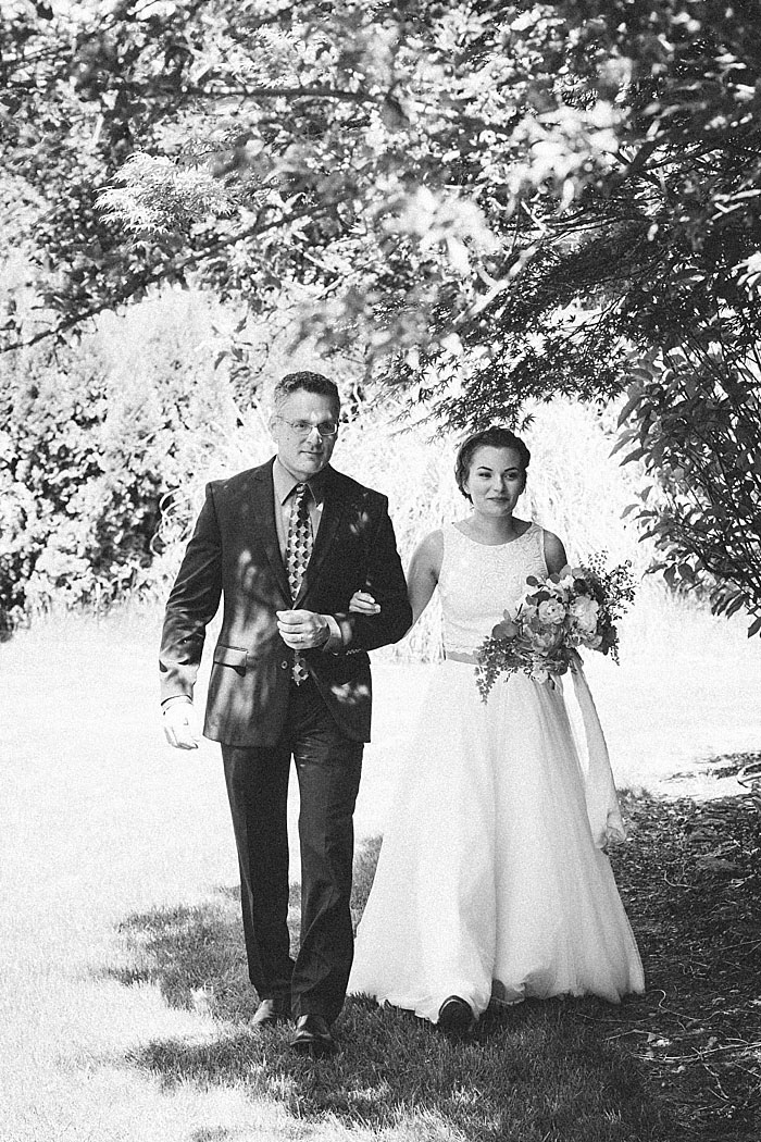 bride walking with father