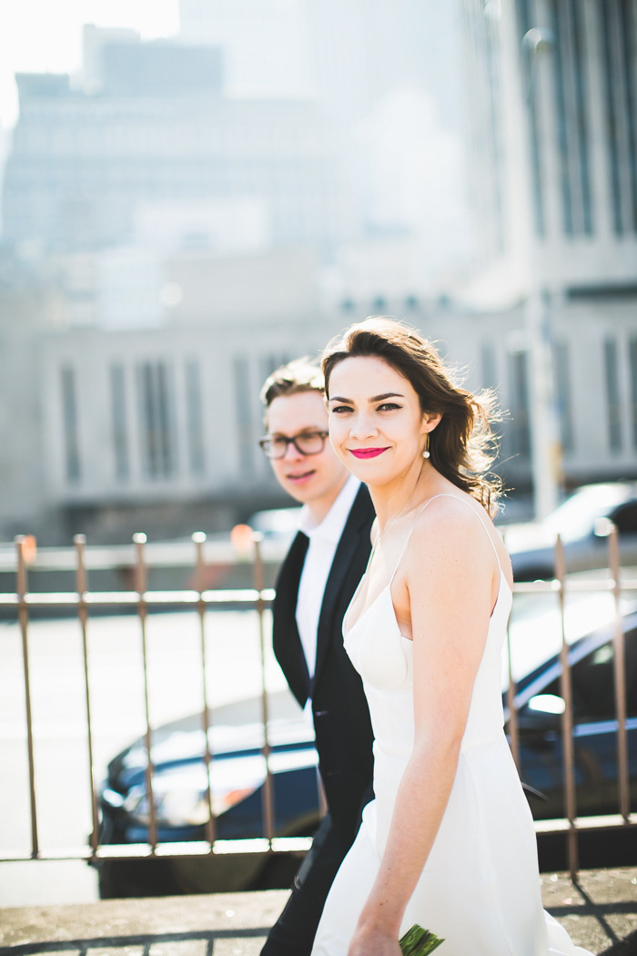 Brooklyn bridge wedding portrait