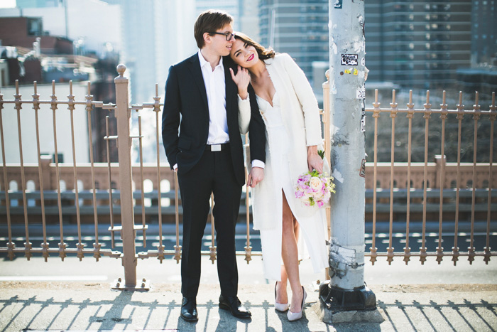 Brooklyn bridge wedding portrait