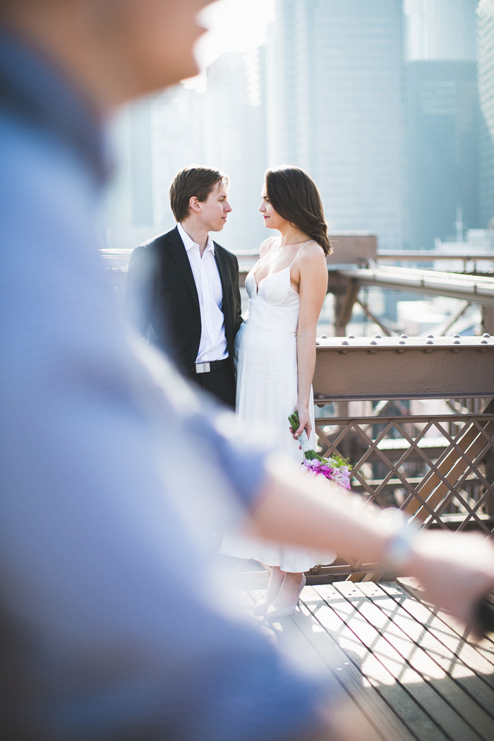 Brooklyn bridge wedding portrait