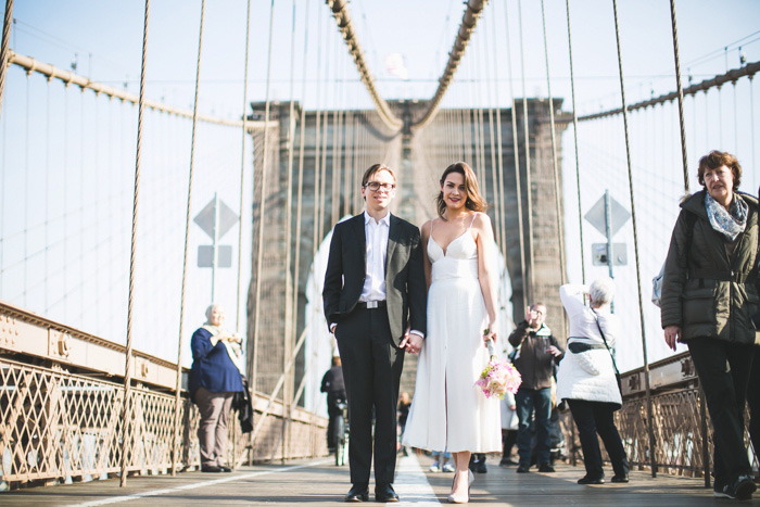 Brooklyn bridge wedding portrait