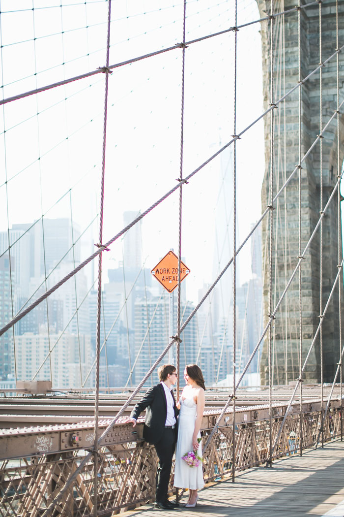 Brooklyn bridge wedding portrait