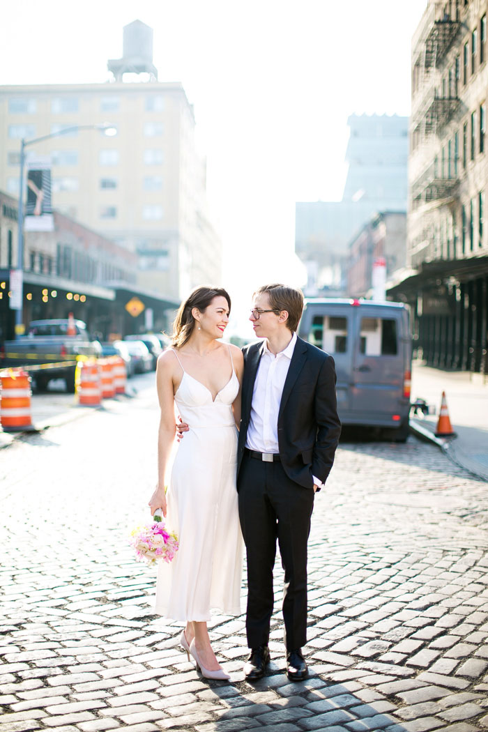 bride and groom portrait in New York
