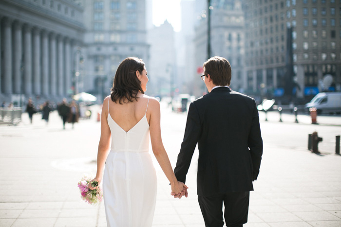 bride and groom portrait in New York