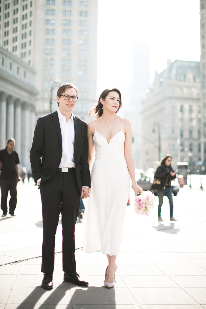 bride and groom portrait in New York