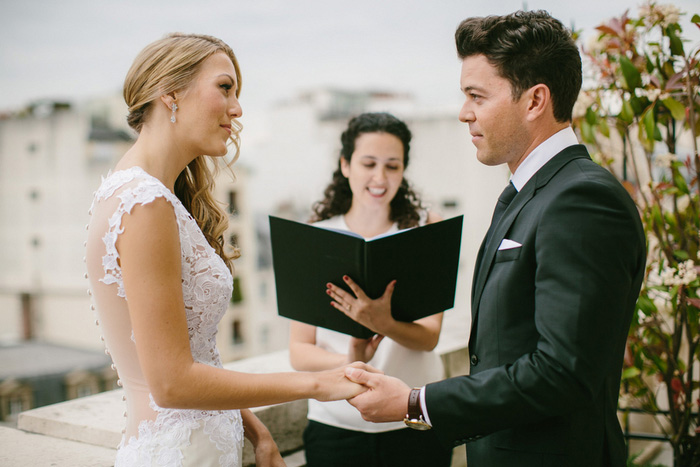 Paris elopement ceremony on balcony