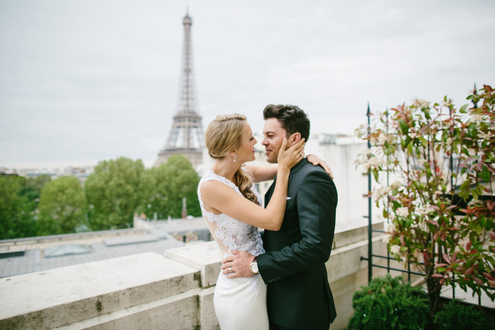 Paris elopement ceremony on balcony