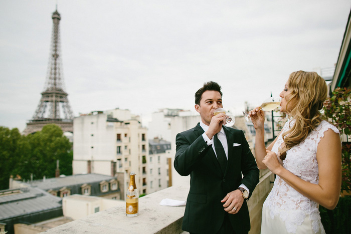 brigand groom drinking champagne